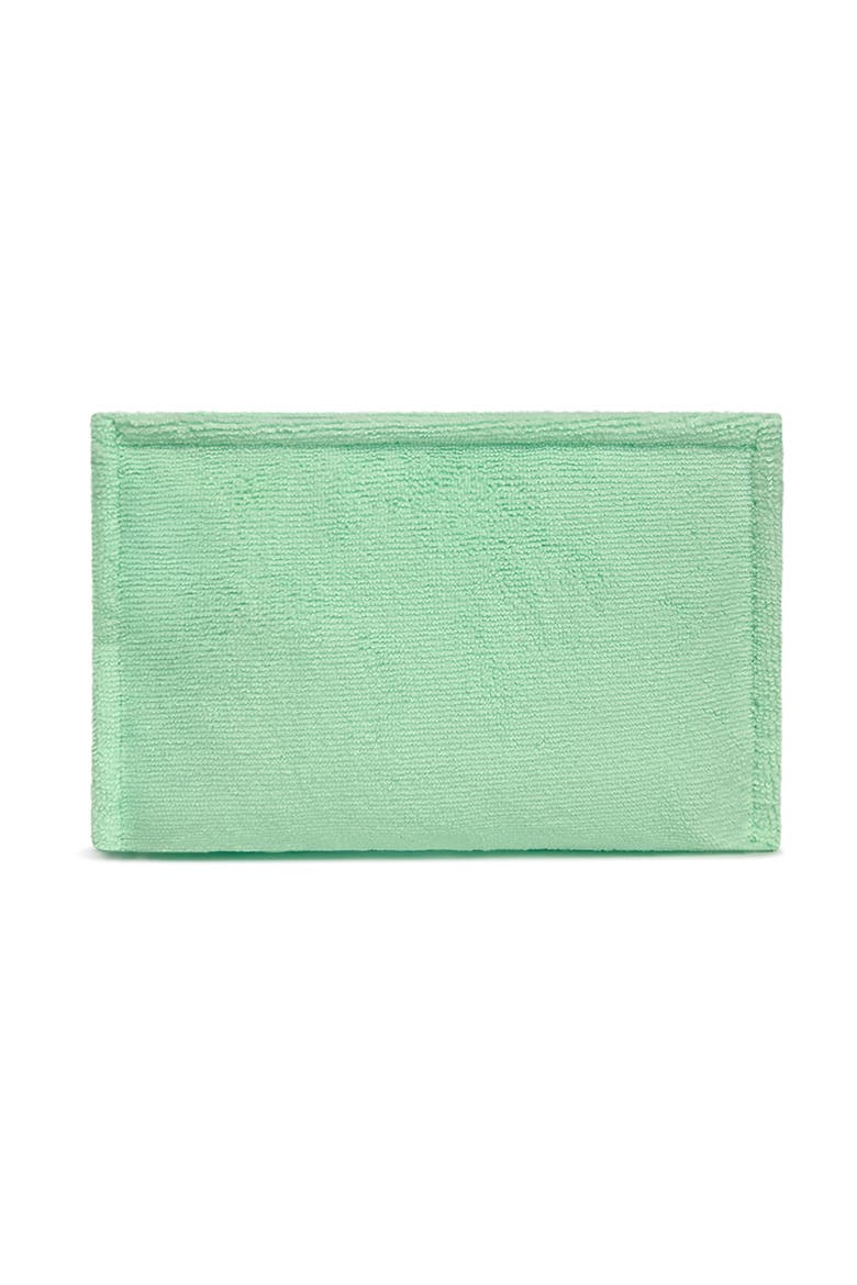 Seafoam Block Velvet Cosmetic Bag, Main, color, Bright Green