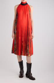 Dries Van Noten Dansa Floral Print Pleated Midi Dress