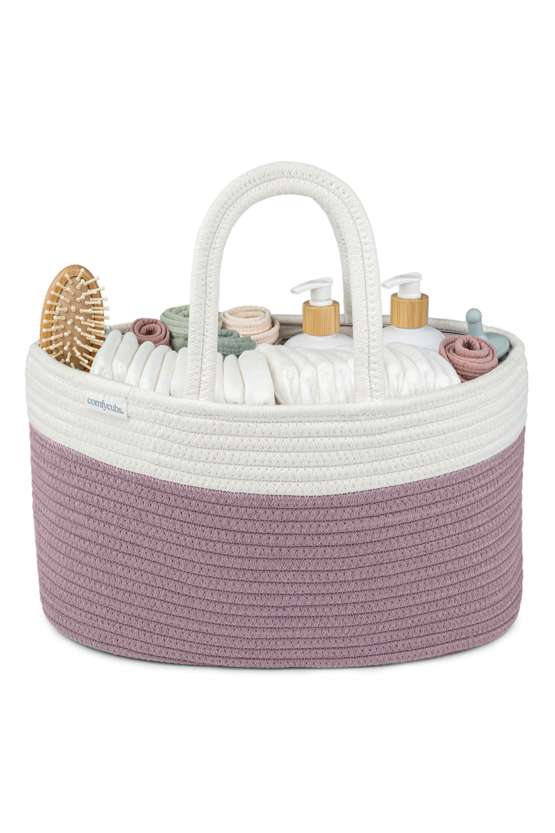 Rope Diaper Caddy, Main, color, Mauve