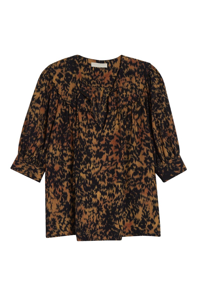 Blaire Leopard Print Short Sleeve Top, Alternate, color, SAVANNAH