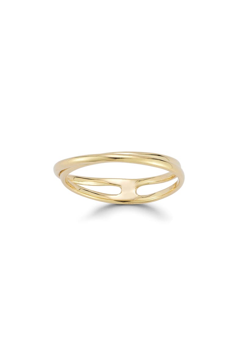 14K Gold Crossover Double Band Ring, Main, color, GOLD