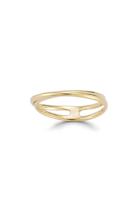 14K Gold Crossover Double Band Ring