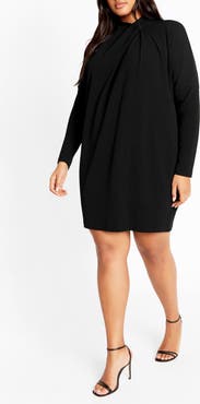 City Chic Swirl Long Sleeve Minidress