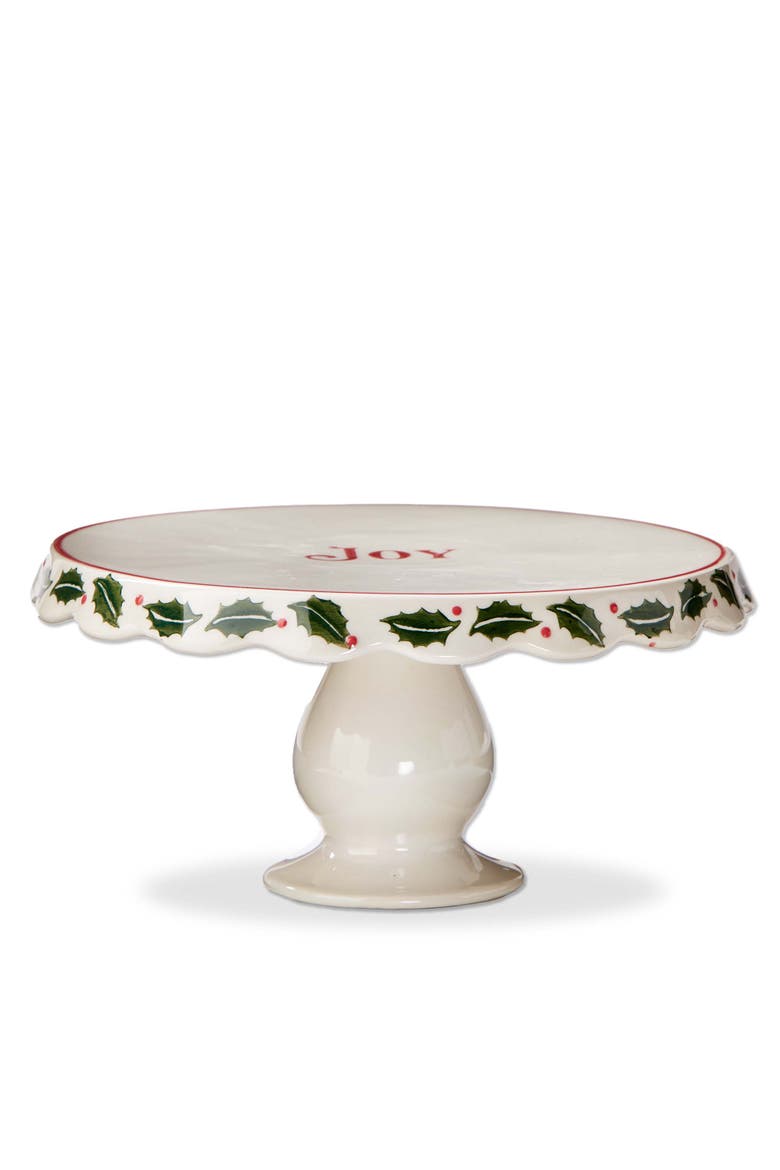 Tis The Season Cake Plate Serveware for Holiday Celebrations, Main, color, White