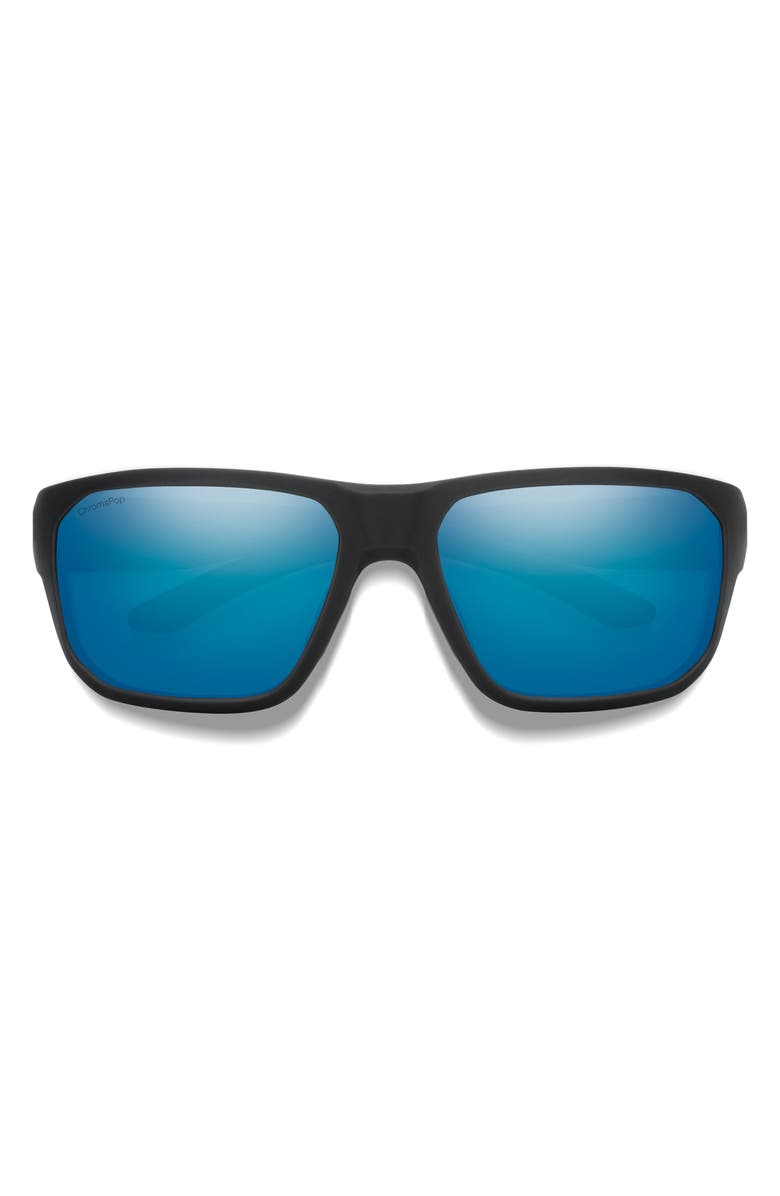 Smith Arvo 61mm ChromaPop<sup>™</sup> Polarized Wraparound Sunglasses, Main, color, Black / Chromapop Glass Blue