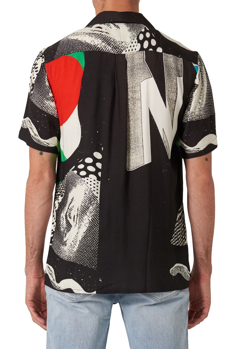 Turrell Art Print Camp Shirt, Alternate, color, BLACK ART