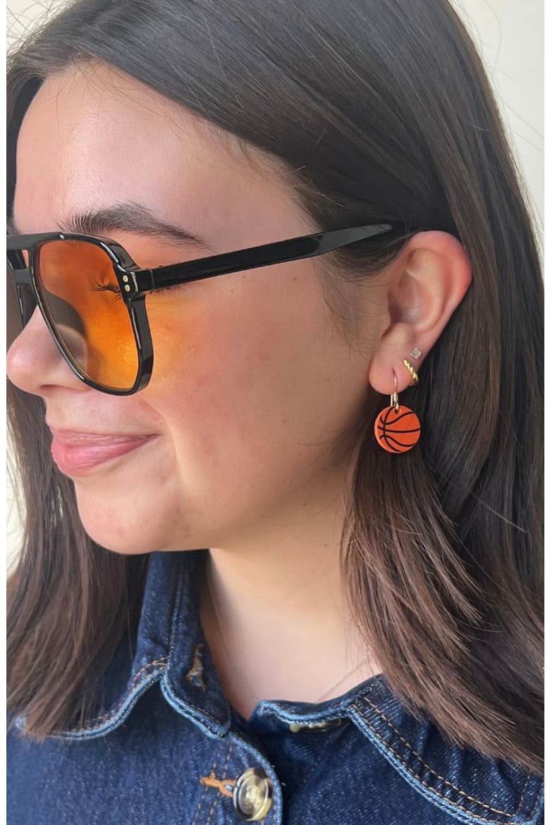 Mini Slam Dunk Basketball Earrings, Alternate, color, Orange