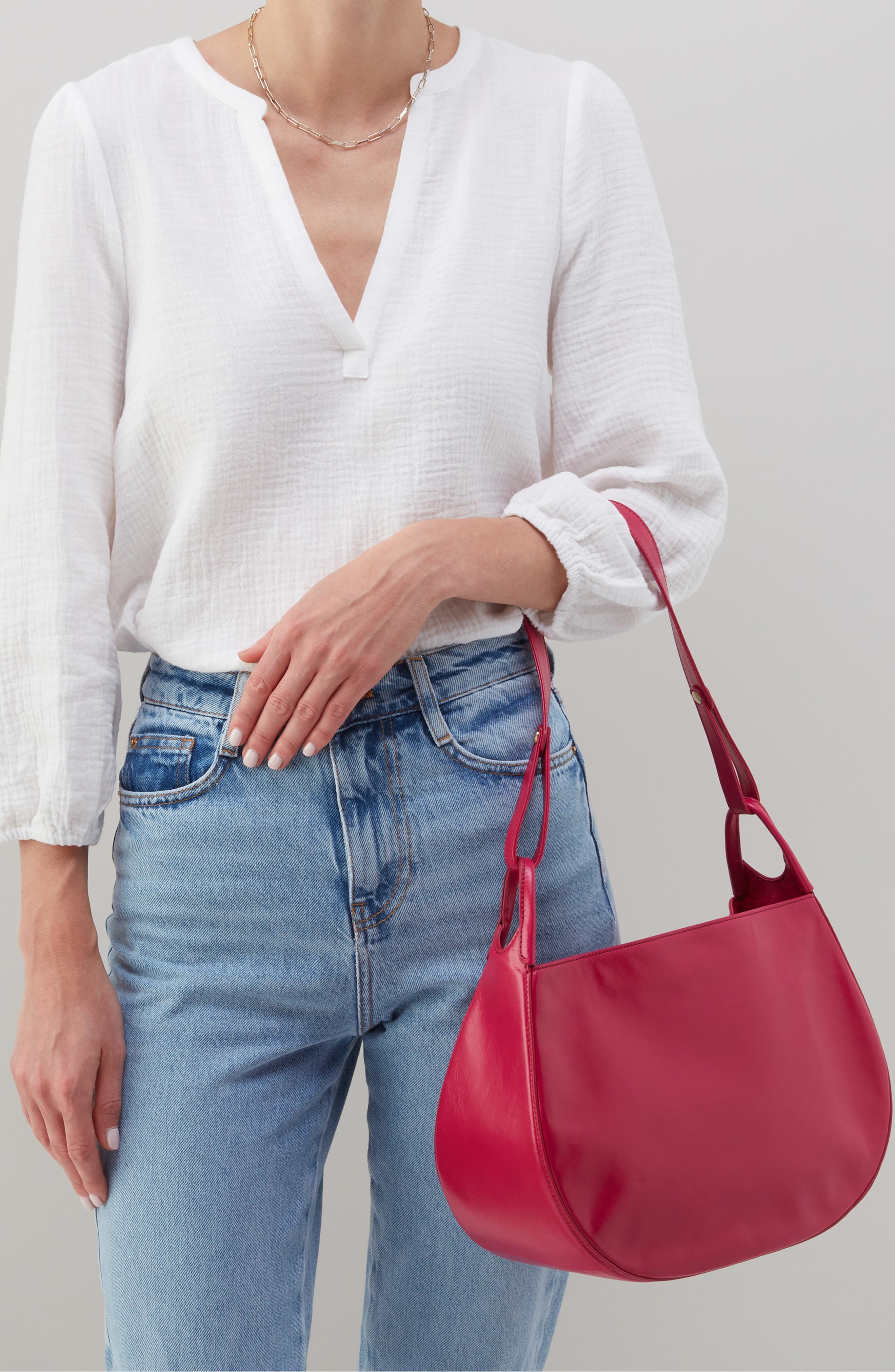 HOBO Arla Leather Shoulder Bag, Alternate, color, 