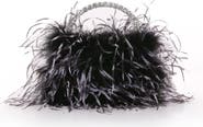 BADGLEY MISCHKA Raven Ostrich Feather Pouch Halfmoon Handle