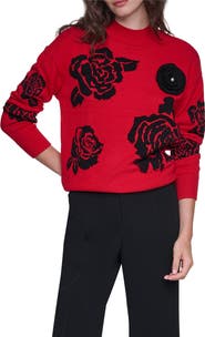 KARL LAGERFELD PARIS Rose Mock Neck Sweater
