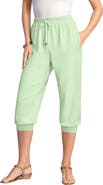 Roaman's Plus Size Soft Knit Capri Pant With Drawstring Waist