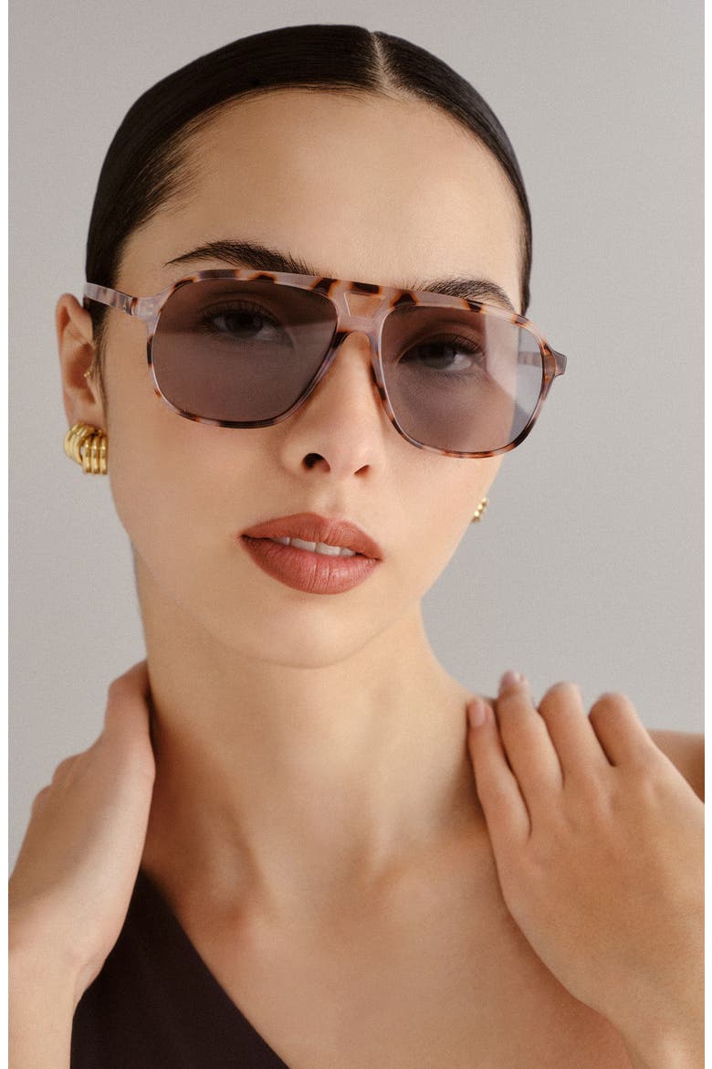 Monoceros 57mm Aviator Sunglasses, Alternate, color, COOKIE TORT/SMOKE TINT