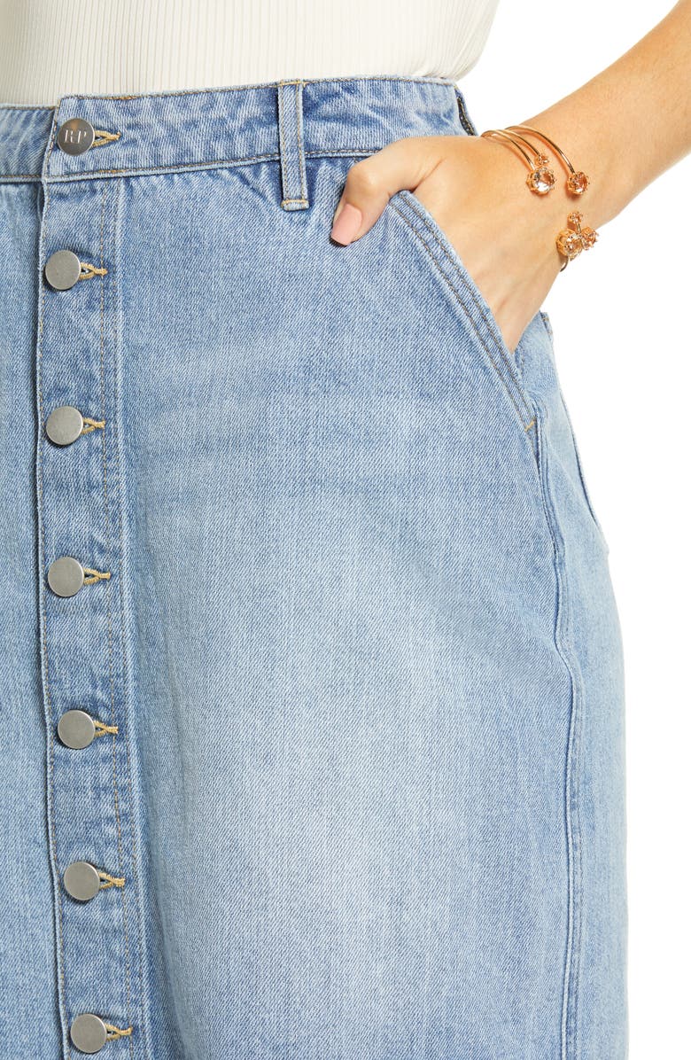 Rachel Parcell Button Front Denim Skirt, Alternate, color, 