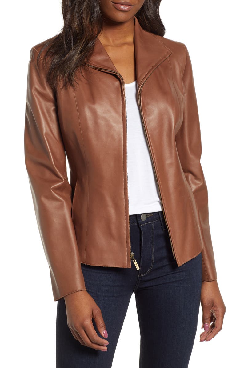 Cole Haan Lambskin Leather Scuba Jacket, Main, color, 