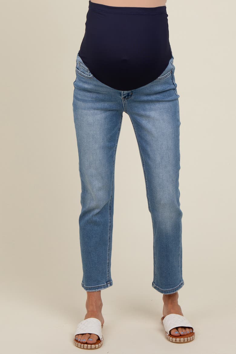Slim Straight Maternity Ankle Crop Jeans, Alternate, color, Blue