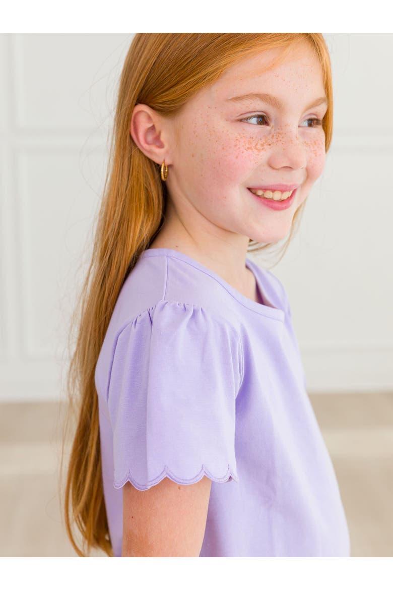 Baby Girls Short Sleeve Scallop Tee, Alternate, color, Lavender