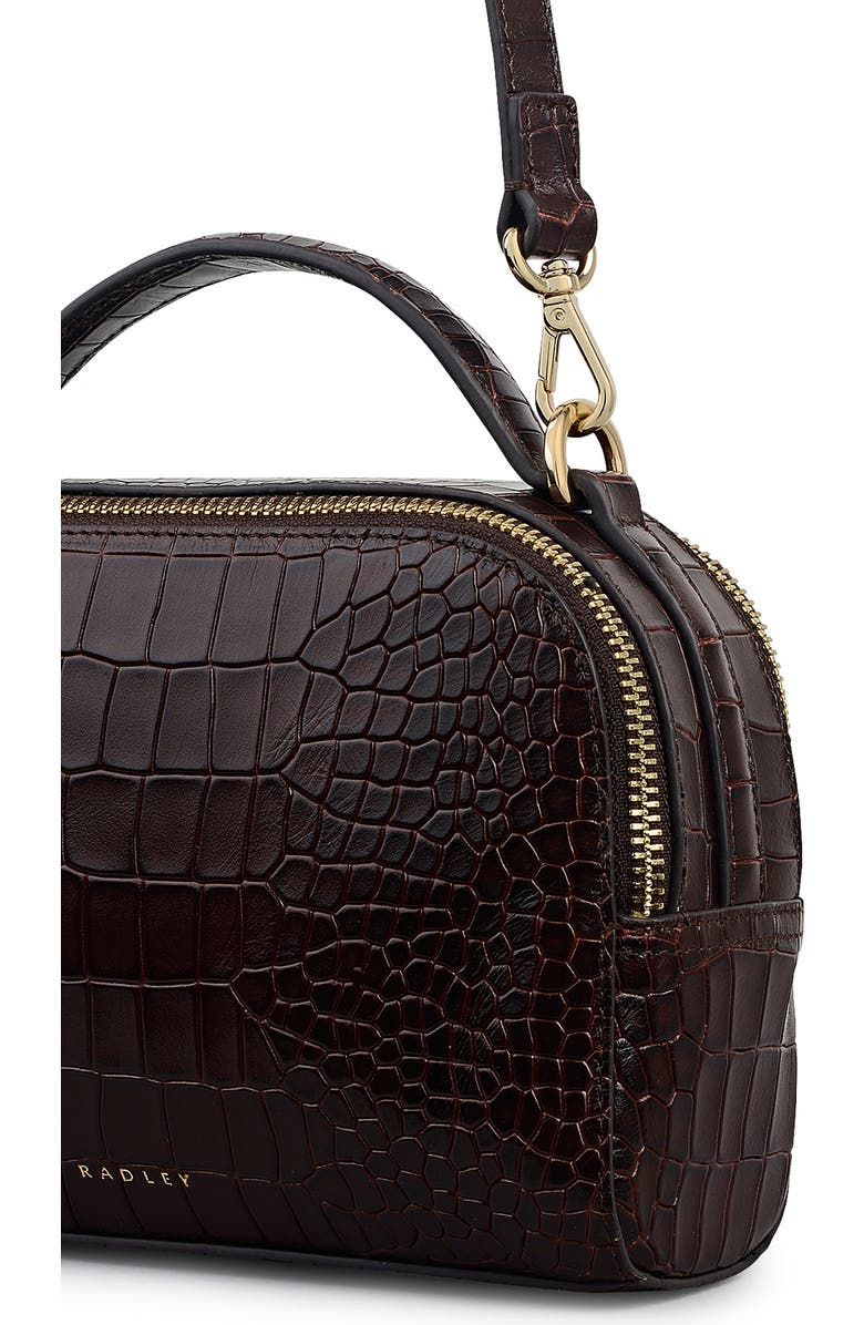 Radley Elm Avenue Small Croco Embossed Crossbody Bag, Alternate, color, Dark Brown