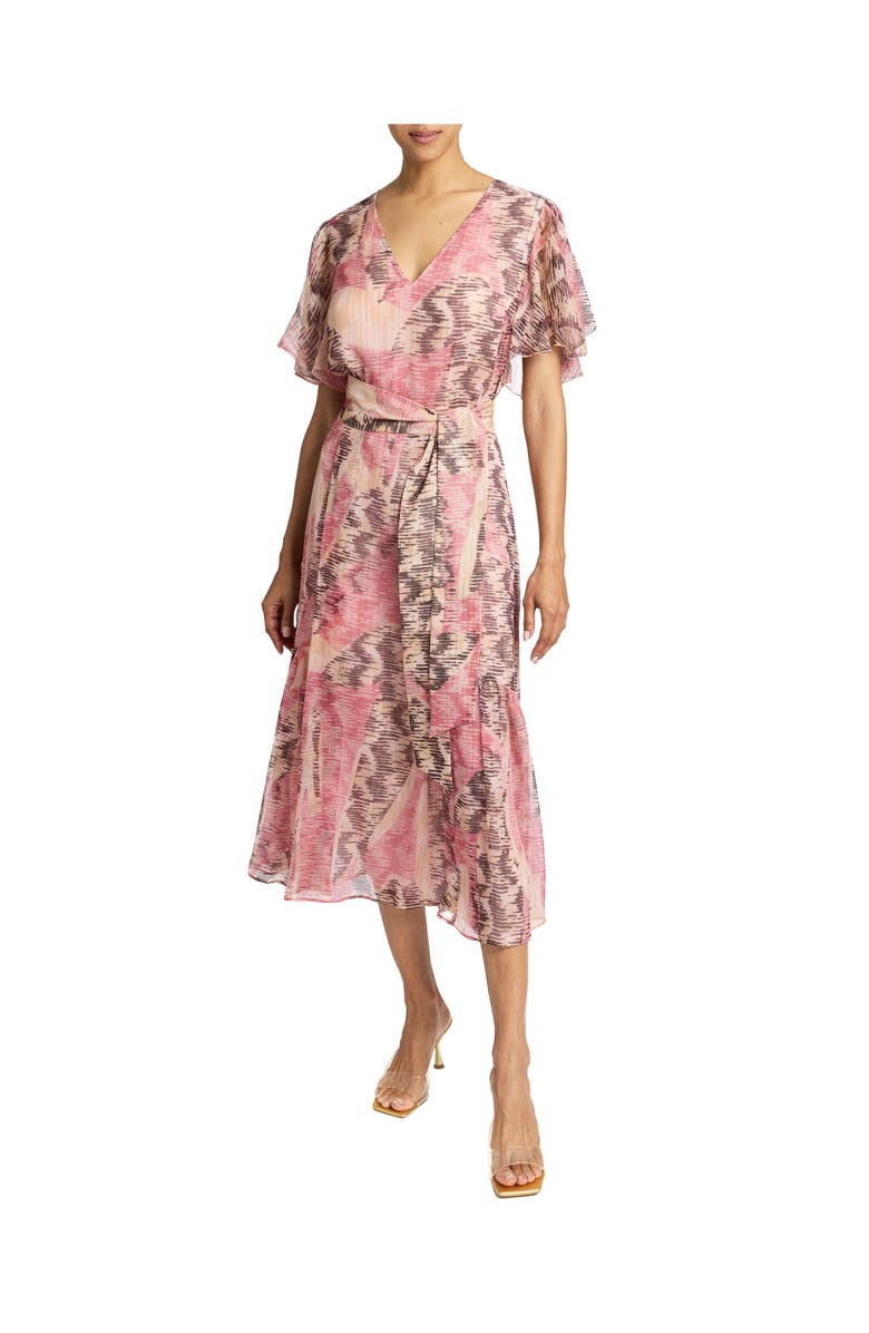 Santorelli ALEXANDRA  Midi Dress in Printed Silk Chiffon, Main, color, Sweet Pea Multi
