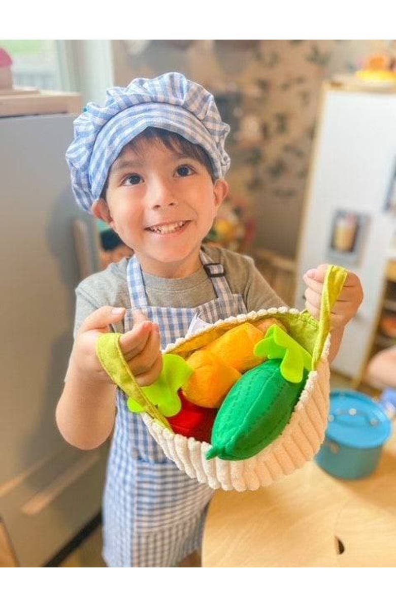 HABA Play Food Set - Soft Veggie Basket with Cucumber, Tomato, Carrots & Potatoes - Pretend Play Kitchen Toy for Kids & Toddlers, Alternate, color, Multi