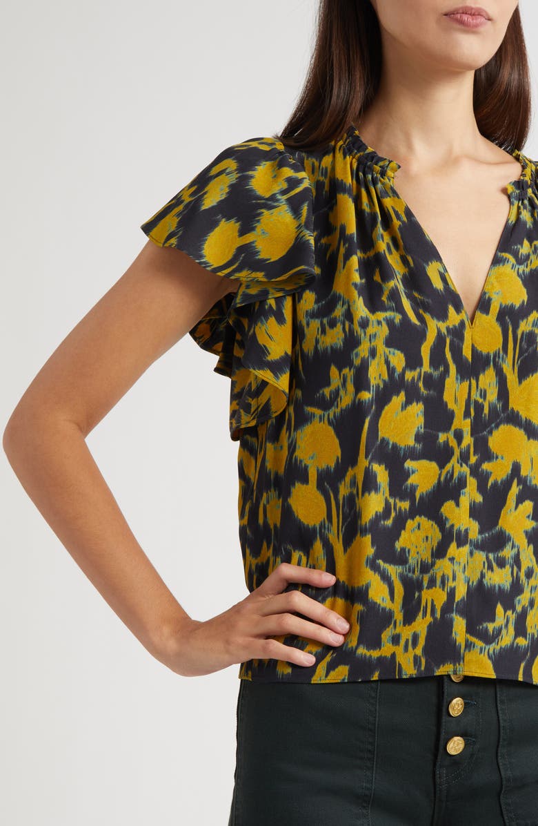 Ulla Johnson Lilo Flutter Sleeve Top, Alternate, color, Verdite