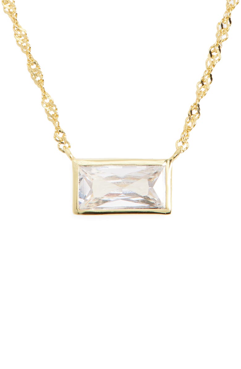 ARGENTO VIVO Baguette Cubic Zirconia Pendant Necklace, Main, color, Gold