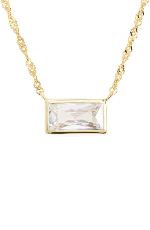 Baguette Cubic Zirconia Pendant Necklace