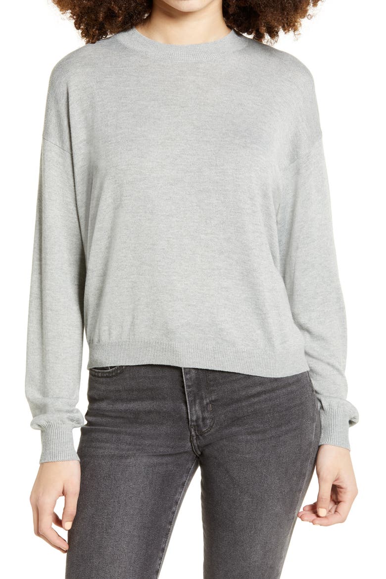 Easy Drop Shoulder Sweater, Main, color, GREY MEDIUM HEATHER