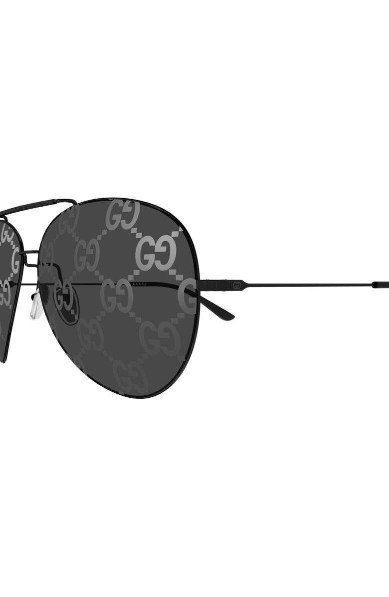 Gucci 65mm Oversize Pilot Sunglasses, Alternate, color, Black