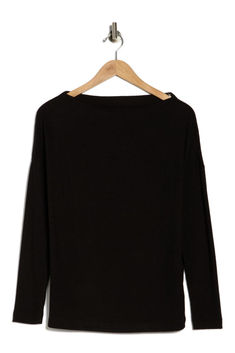 Brushed Knit Boat Neck Top, Alternate, color, BLACK