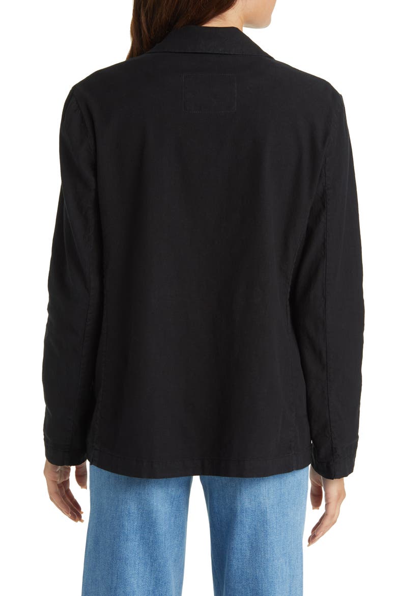 Double Breasted Cotton Blend Peacoat, Alternate, color, BLACK