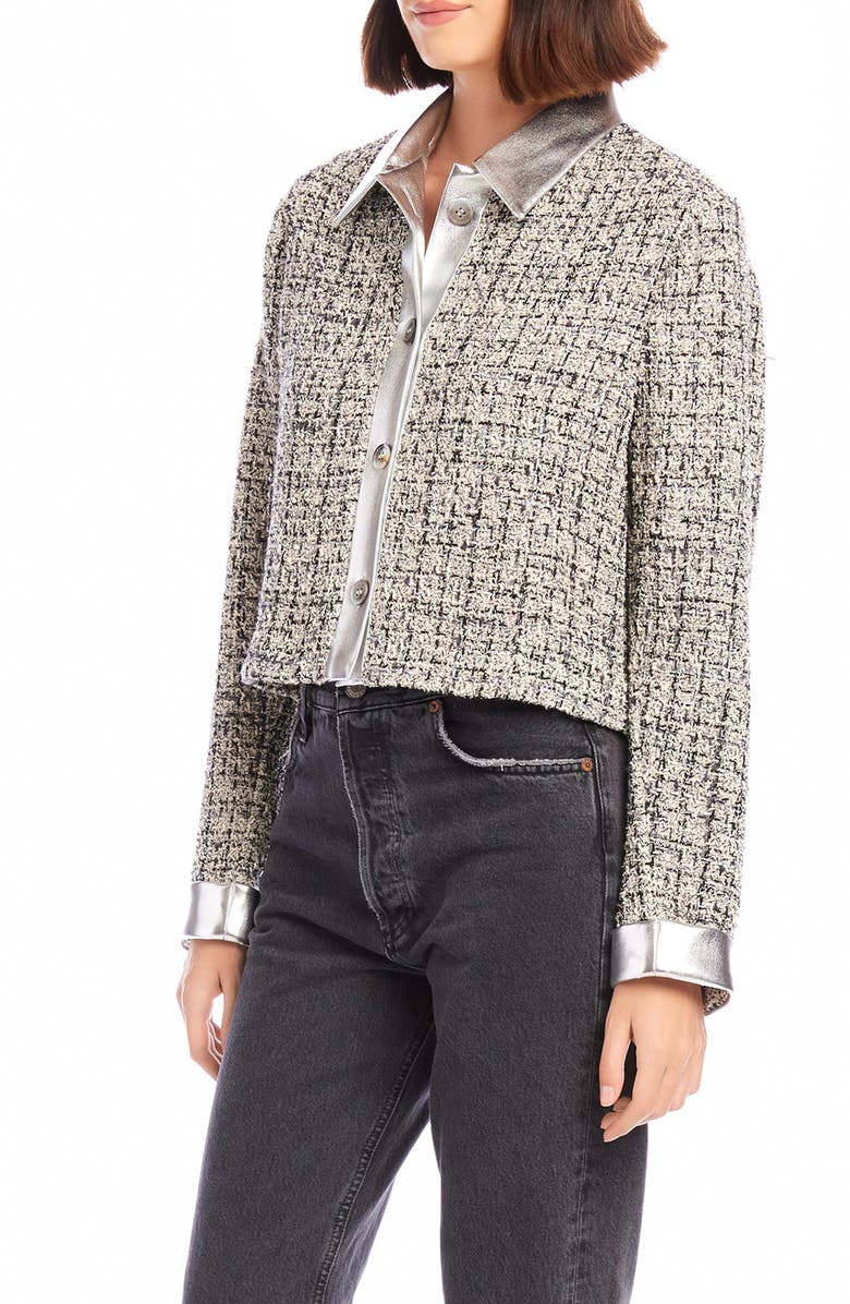 FIFTEEN TWENTY Cher Metallic Tweed Jacket, Alternate, color, Black W/ Metallic