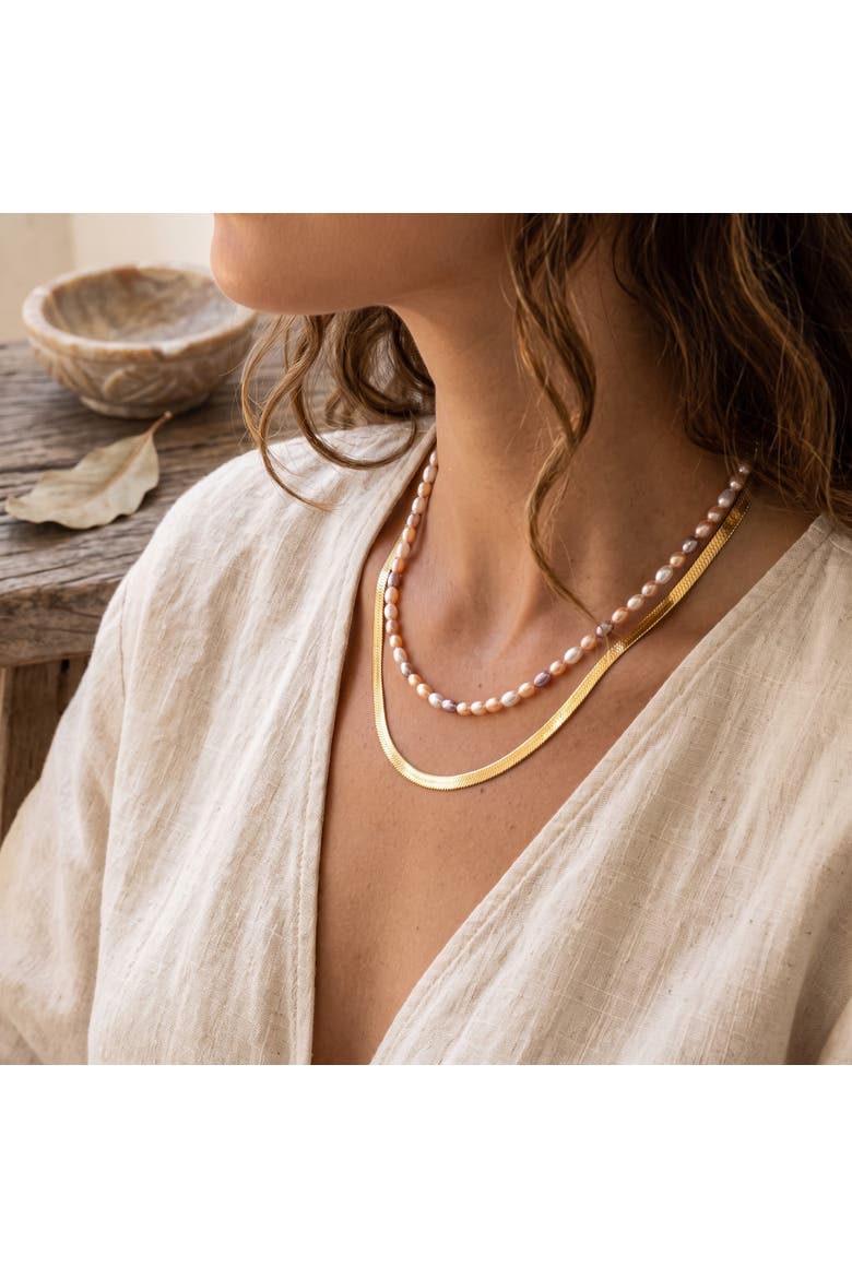 Tri-Color Freshwater Baroque Pearl Choker Necklace, Alternate, color, Multi-Color