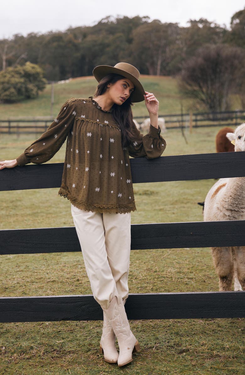 Talisman the Label Ellidy Embroidery Long Sleeve Shirt, Alternate, color, 