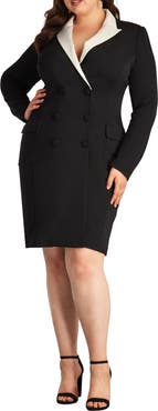 Tadashi Shoji Long Sleeve Tuxedo Dress