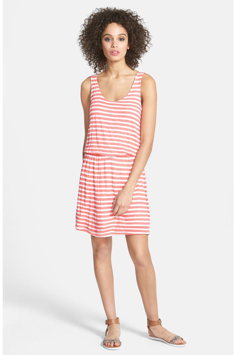 Stripe Blouson Dress, Main, color, CALYPSO CORAL