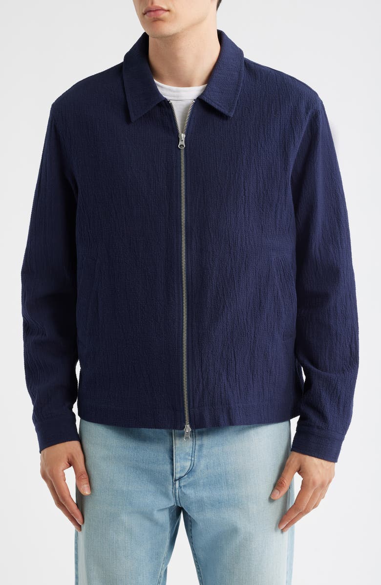 Wax London Eldon Cotton Seersucker Jacket, Alternate, color, Navy