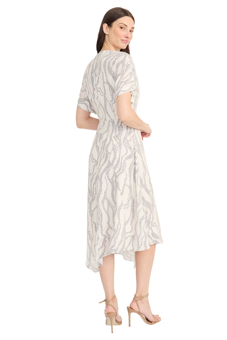 Short Sleeve Asymmetric Hem Midi Dress, Alternate, color, IVORY/ CHARCOAL