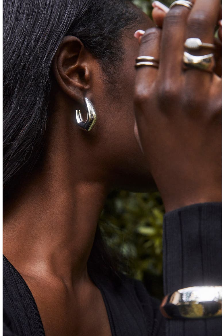 Small Kaia Hoop Earrings, Alternate, color, SILVER