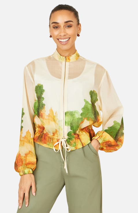 Printed Lightweight Modal Bomber Jacket