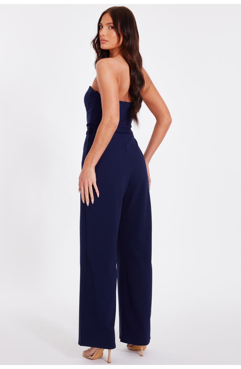 QUIZ Scuba Crepe Bandeau Jumpsuit, Alternate, color, Navy