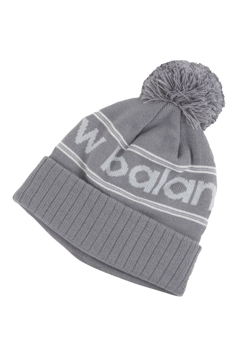 Knit Cuffed Pom Beanie, Main, color, GUNMETAL