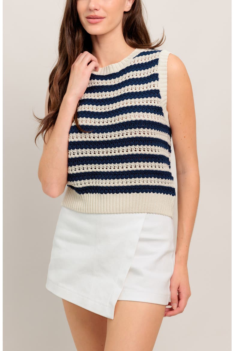Sweater Top, Alternate, color, IVORY NAVY