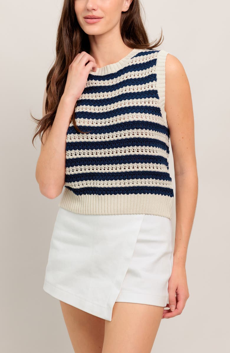 FLYING TOMATO Sweater Top, Alternate, color, Ivory Navy