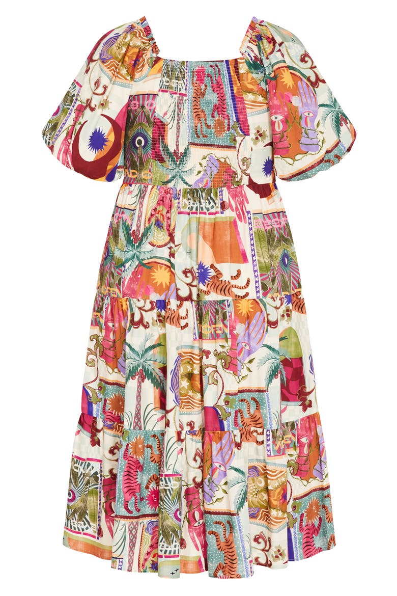Simona Print Fit & Flare Midi Dress, Alternate, color, DREAMSCAPE B