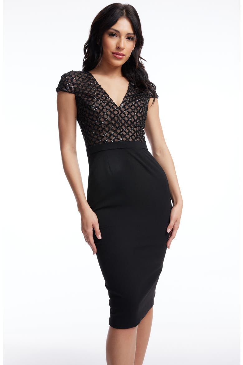 Ivy Sheath Midi Dress, Alternate, color, BLACK-BEIGE