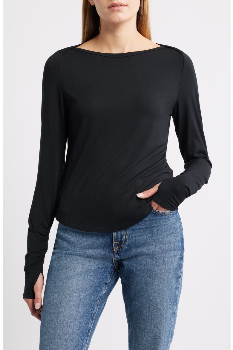 Long Sleeve Modal Blend Top, Main, color, BLACK