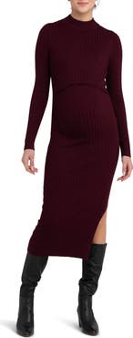 Ripe Maternity Nella Long Sleeve Rib Maternity Dress