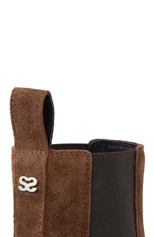 Sandro Suede Toe-bar Chelsea Boots In Brown