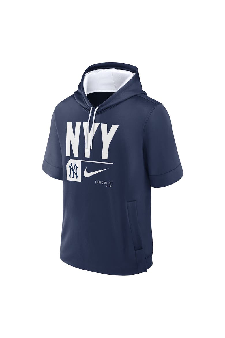 Men's Nike Navy New York Yankees Tri Code Lockup Short Sleeve Pullover Hoodie, Alternate, color, Navy