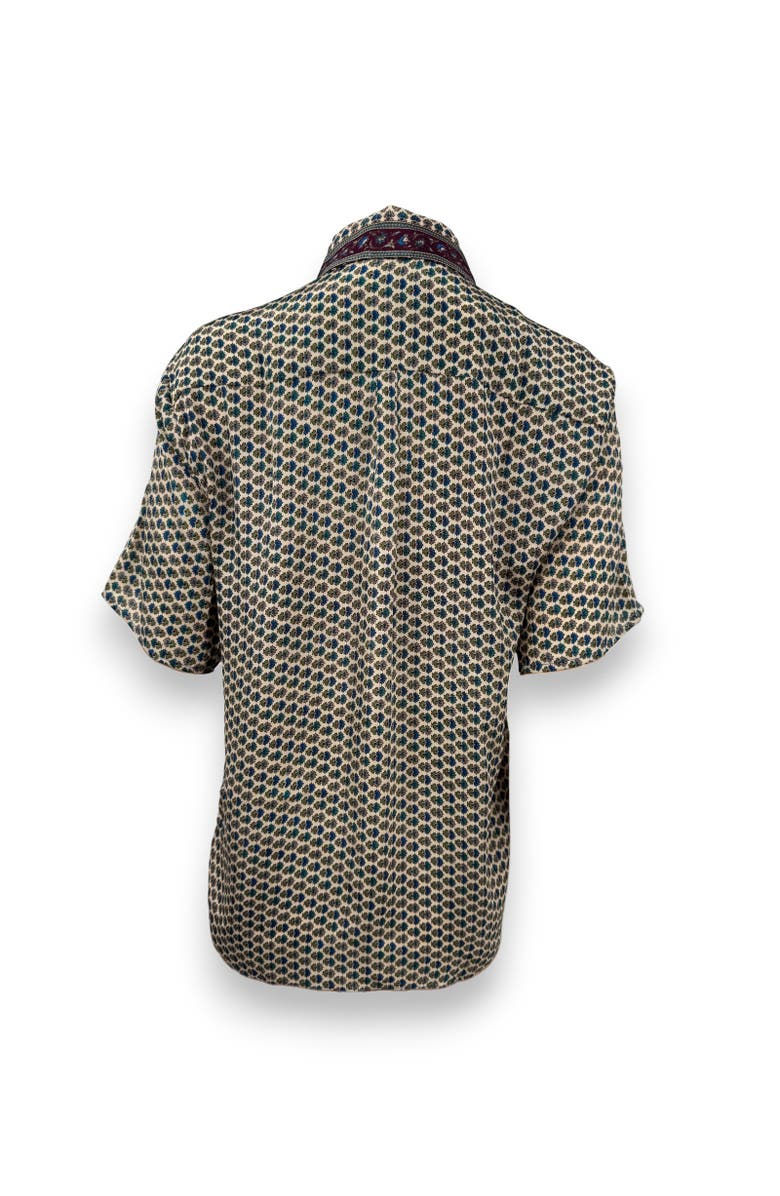 Monzlapur Embossed Botanical Short Sleeve Crepe Shirt, Alternate, color, Forest Plum